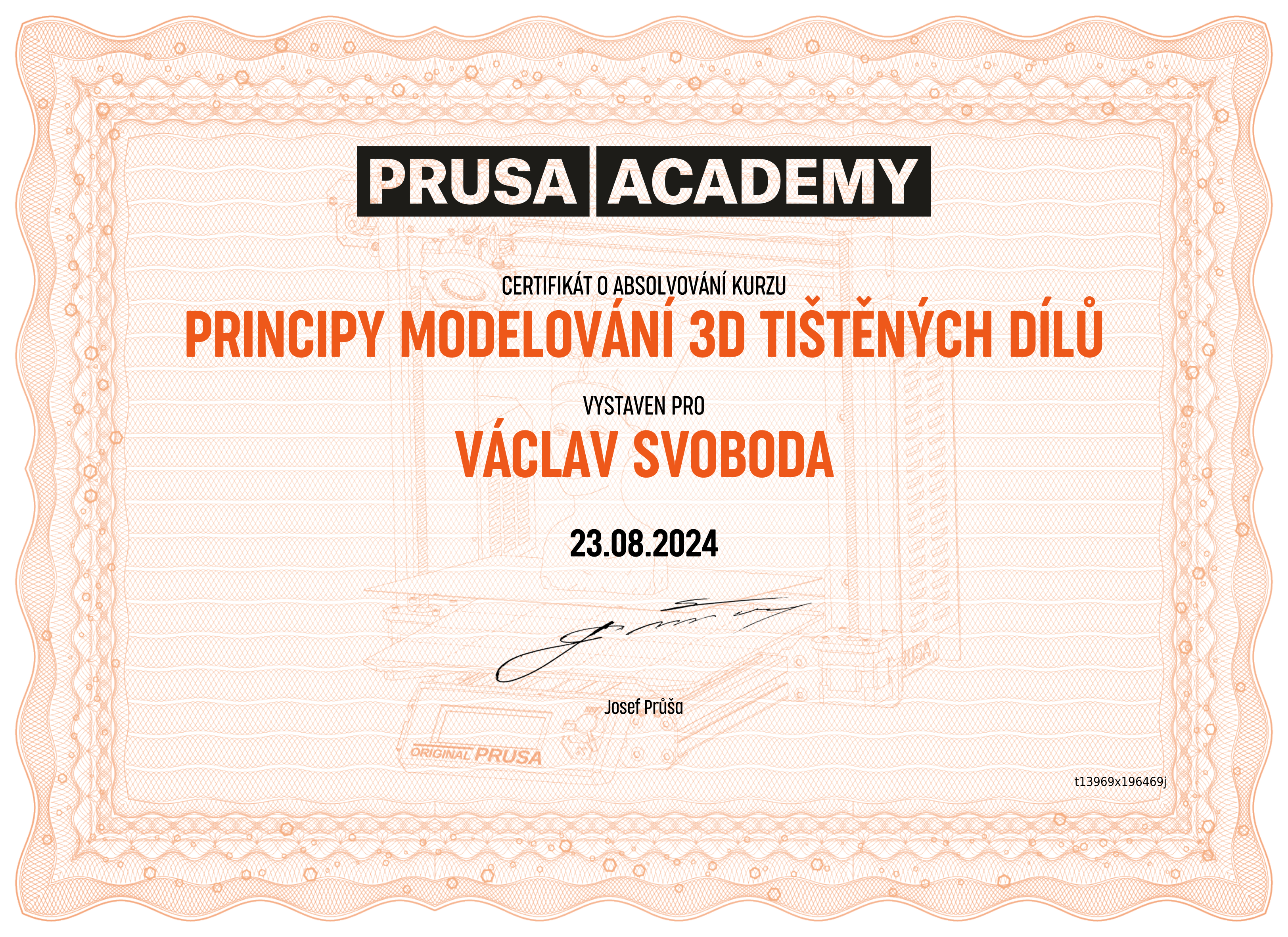 certificate_Principy modelování 3D tištěných dílů